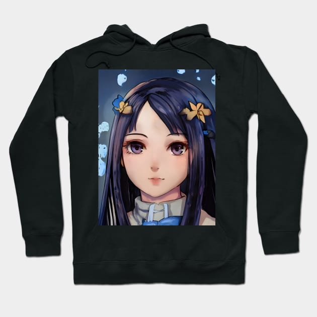 Black Hair Anime Girl Hoodie by animegirlnft